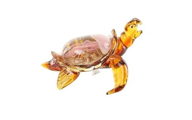 A glass figure of a tortoise - Very colorful
