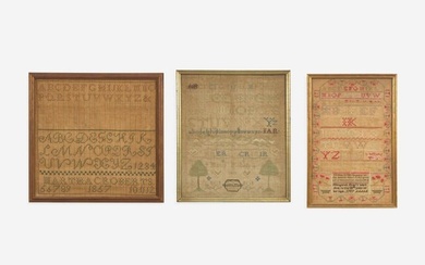 A group of three needlework samplers, Pennsylvania and New Jersey, 18th and 19th century