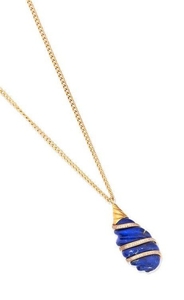 A lapis lazuli and diamond pendant necklace, by, Geoffrey Rowlandson