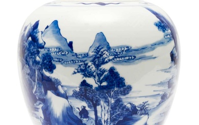 A large blue and white vase (jar)