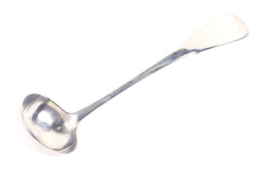 A late George III Scottish silver oar pattern toddy or small sauce ladle.