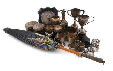 A mixed lot of Indian silver and metalware,...