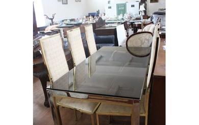 A modern Italian glass-top dining table 81cm x 159cm, and a ...