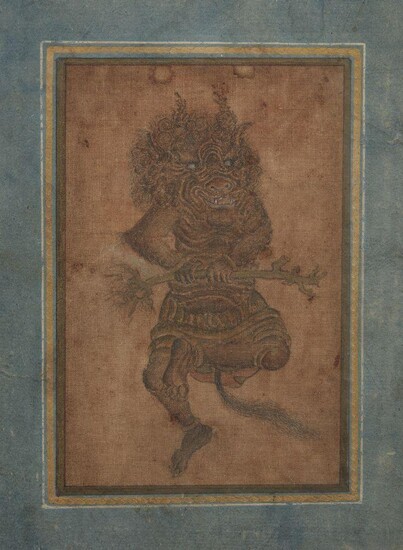 A painting on cloth of a demon, Iran or Tibet,...