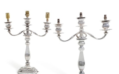 A pair Victorian silver-three-light candelabra, Horace Woodward & Co., London, 1897