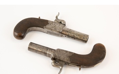 A pair of 46 bore percussion boxlock pocket pistols, c 1840,...