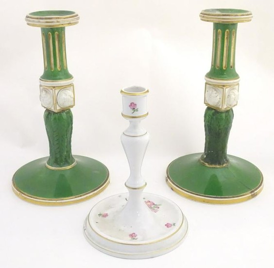 A pair of Bloor Derby candlesticks with acanthus and