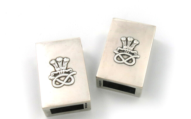 A pair of Chinese silver regimental matchbox covers