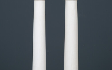 A pair of modern grey painted column table lamps