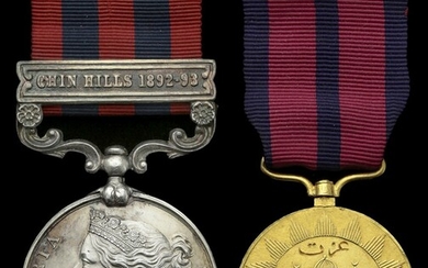 A rare Chin Hills pair awarded to Lieutenant-Colonel A. B. Drummond, 39th Garhwalis India Gene...