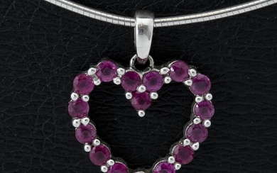 SOLD. A ruby necklace with a pendant in the shape of a heart set with numerous rubies, mounted in 14k white gold. L. app. 42 cm. (2) – Bruun Rasmussen Auctioneers of Fine Art