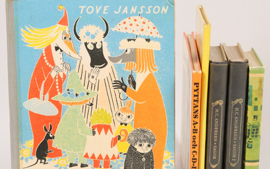 A set of 6 books, including H.C. Andersen and Tove Jansson, later half of the 20th century.