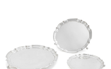 A set of three graduated sized silver salvers maker's mark...