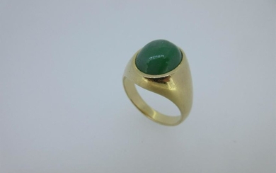 A signet ring set with jade