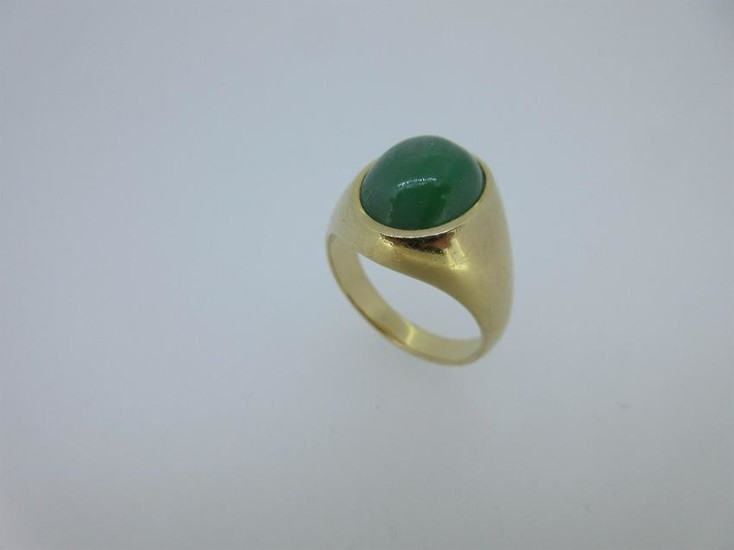A signet ring set with jade