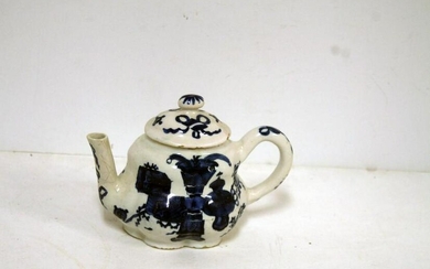 A small mid 18th century Dutch delft lobed oval teapot