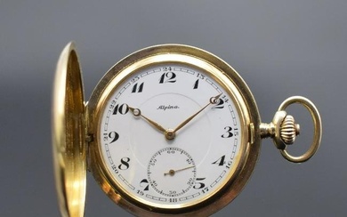 ALPINA 14k yellow gold hunting cased pocket watch