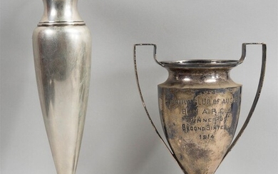 AMERICAN SILVER GOLF TROPHY CUP AND TALL VASE, INSCRIBED "COUNTRY CLUB OF AUGUSTA BON AIR CUP RUNNER UP SECOND SIXTEEN 1914"