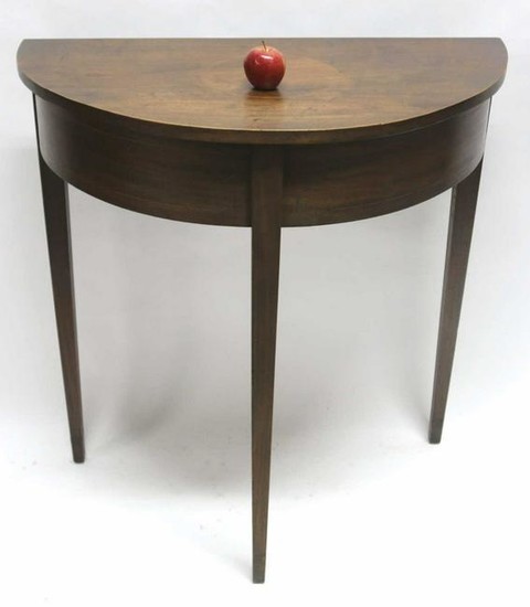 AMERICAN SOUTHERN WALNUT INLAID DEMI LUNE TABLE
