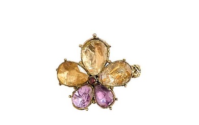 AMETHYST AND CITRINE DRESS RING, 1810s COMPOSITE