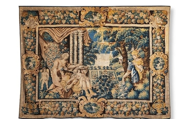 AN AUBUSSON VERDURE TAPESTRY, PROBABLY FIRST HALF 17TH CENTURY