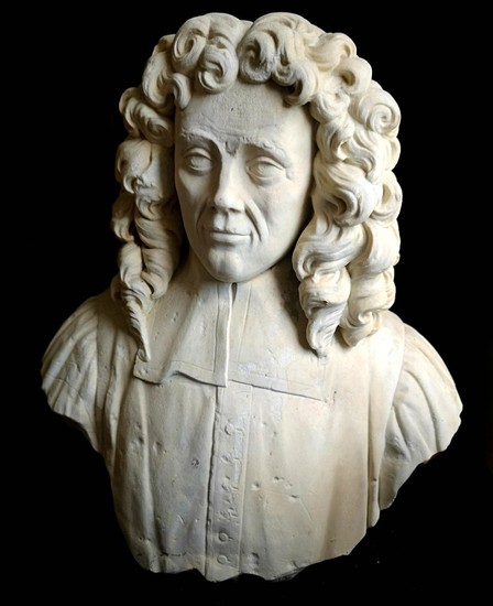 AN EARLY 18TH CENTURY LIFE SIZE CARVED MARBLE BUST OF A NOBL...