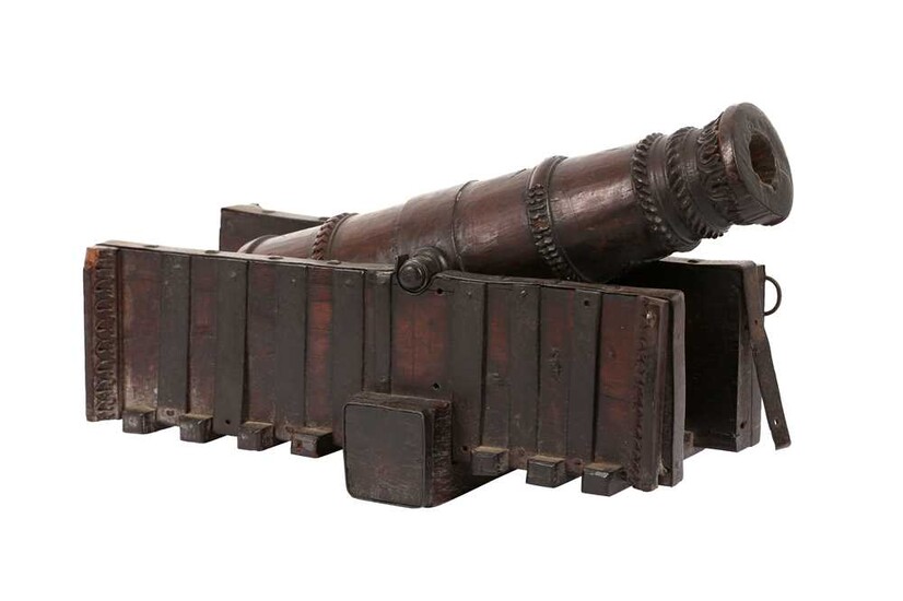 AN INDIAN WOODEN CANNON MODEL India, 19th century