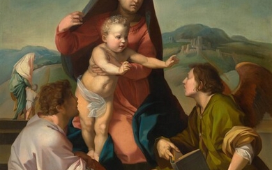 ANDREA DEL SARTO (COPIE DU 19ème SIÈCLE)(1486 Florence 1530)Marie avec l'enfant et Saint Matthieu et...