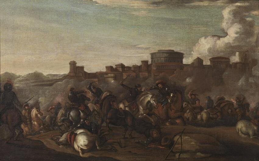 ARTISTA DEL XVII SECOLO Cavalry clash.
