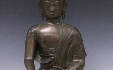 ASIAN CAST SEATED BRONZE 20" STATUE