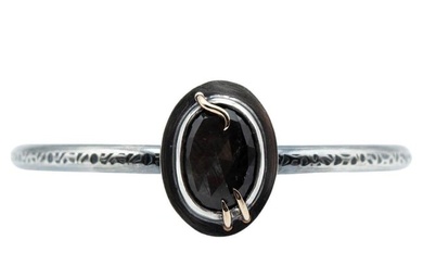 Abyss 14K Sterling Silver Black Sapphire Abyss Cuff Bracelet by TIN HAUS