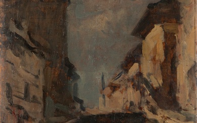 Achille Cattaneo (Limbiate 1872-Milano 1931) - Scorcio di Naviglio a Milano, 1917