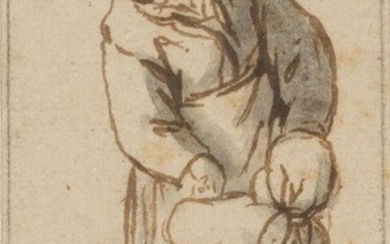 Adriaen Jansz. van Ostade, Dutch 1610-1685- A study of a woman with her child; pen and brown ink and grey wash on laid paper, with William Esdaile's collection stamp (L.2617, lower right), 10.1 x 5.4 cm. Provenance: Collection of William Esdaile...