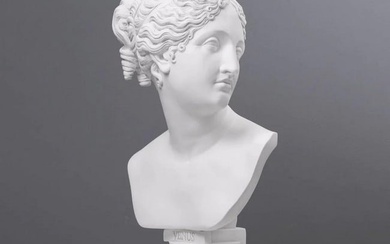 After Antonio Canova Large White Carrara Marble Venus Bust Sculpture - Goddess of Love (39.6lbs)