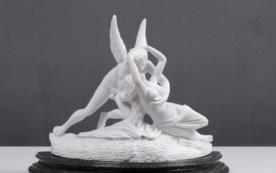 After Colonel John Campbell "Cupid Kiss" Sculpture - Carrara White Marble (2.0lbs)