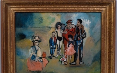 After Pablo Picasso, family of Saltimbanques, reverse painti...