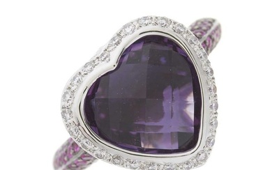 An 18ct gold amethyst and brilliant-cut