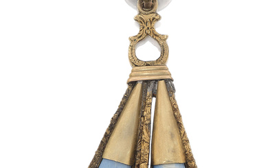 An 18th century gold mounted Swiss enamel pendant, probably converted...