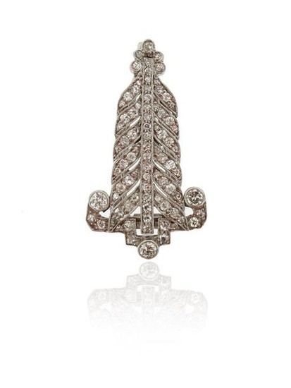 An Art Deco composite diamond-set brooch, of feather...