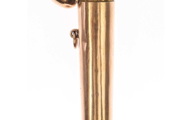 An Edwardian 9ct rose gold fob cheroot holder case by Hillia...