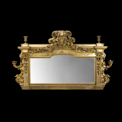 An early 18th-century Tuscany carved and giltwood pier mirror (cm 250x135) (defects and restorations)