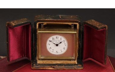 An early 20th century lacquered brass carriage timepiece, 4c...