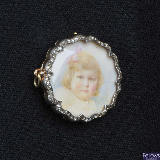 An early 20th century silver and 18ct gold portrait