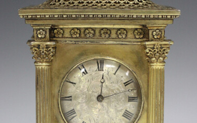 An early Victorian silver gilt carriage timepiece, the eight day movement with platform escapement