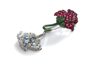 An impressive gem-set flower brooch, by Fei Liu