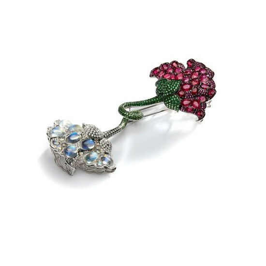 An impressive gem-set flower brooch, by Fei Liu