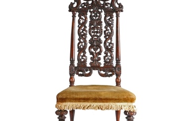 An impressive late 17th century walnut high-back side chair,...