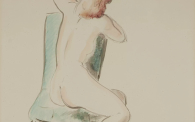 André Dignimont, French 1891-1965 - Nude in a chair; watercolour...