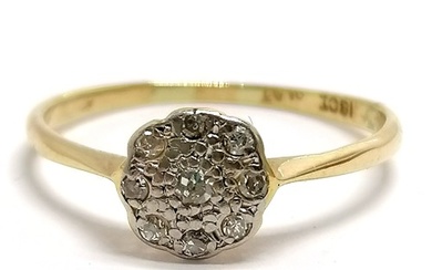 Antique 18ct / platinum daisy ring set with 9 diamonds - siz...