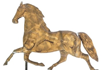 Antique 19C Copper Metal Running Horse Weathervane